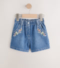 Mid Blue Denim Embroidered
Flower Pull On Denim Shorts