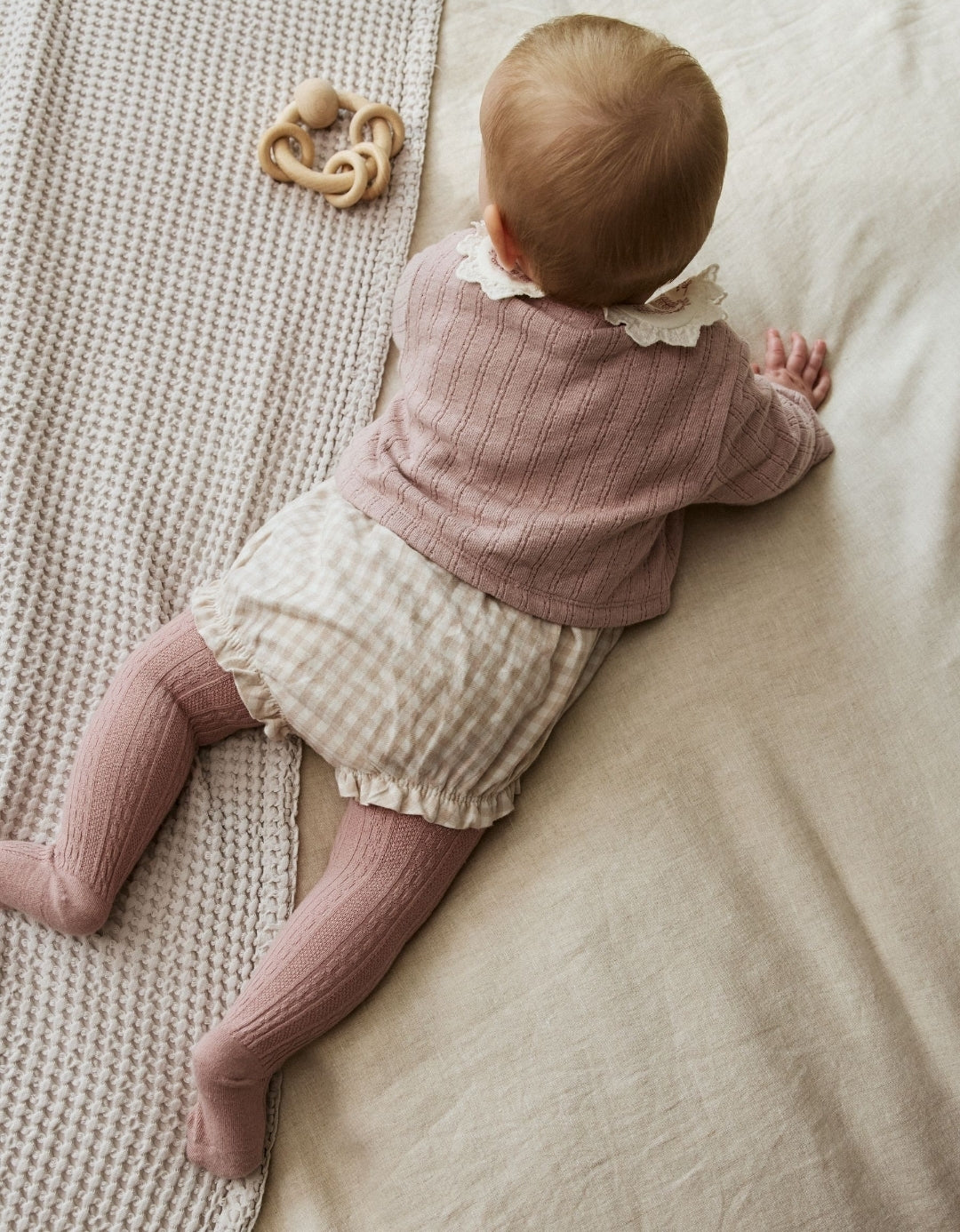 Pink Bubble Romper Long Sleeve Bodysuit Cardigan and Tights