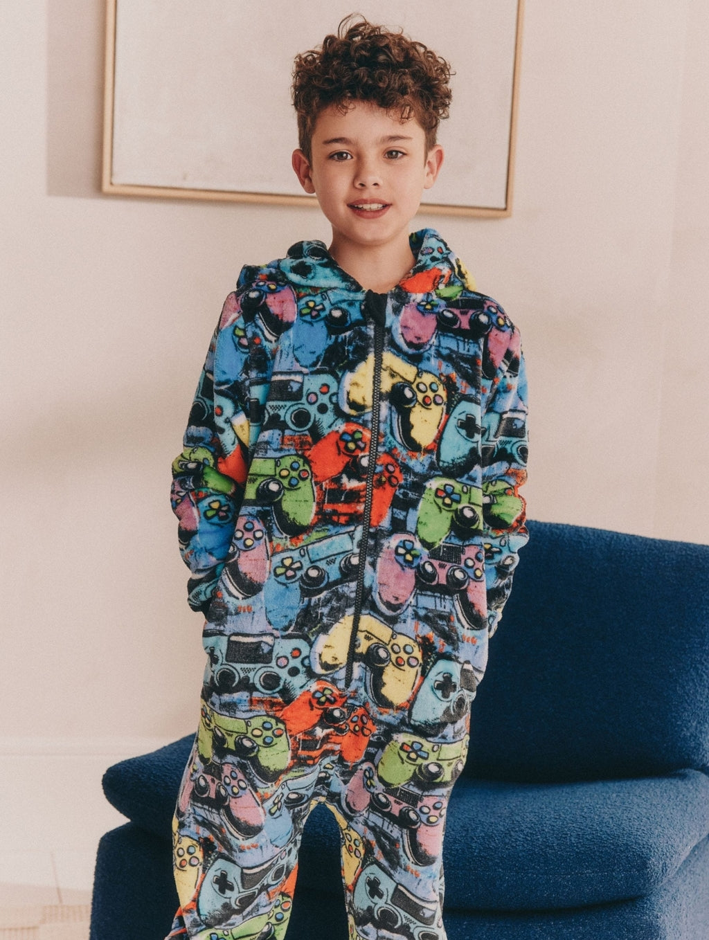 Multi Bright Gamer Fleece All-In-One