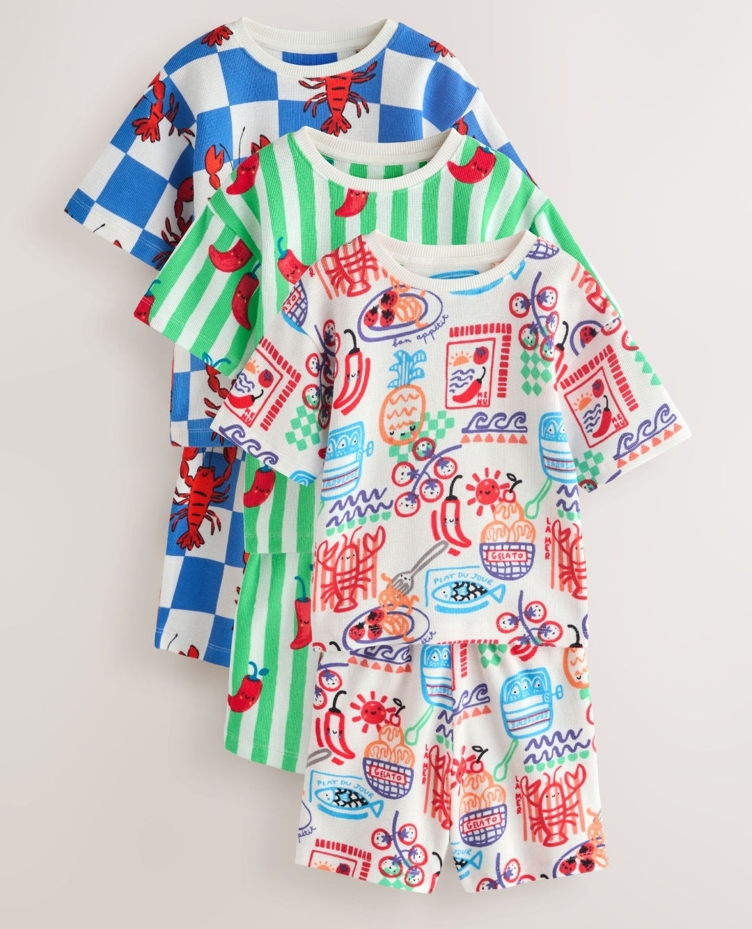 Blue/Green/Red/White Lobster & Chilii Seaside Short Pyjamas 3