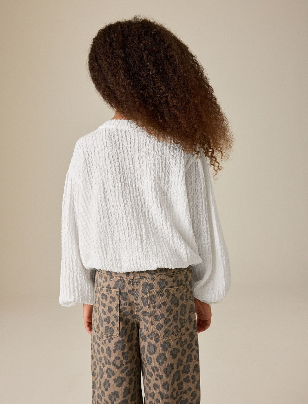 White Long Sleeve Textured Top