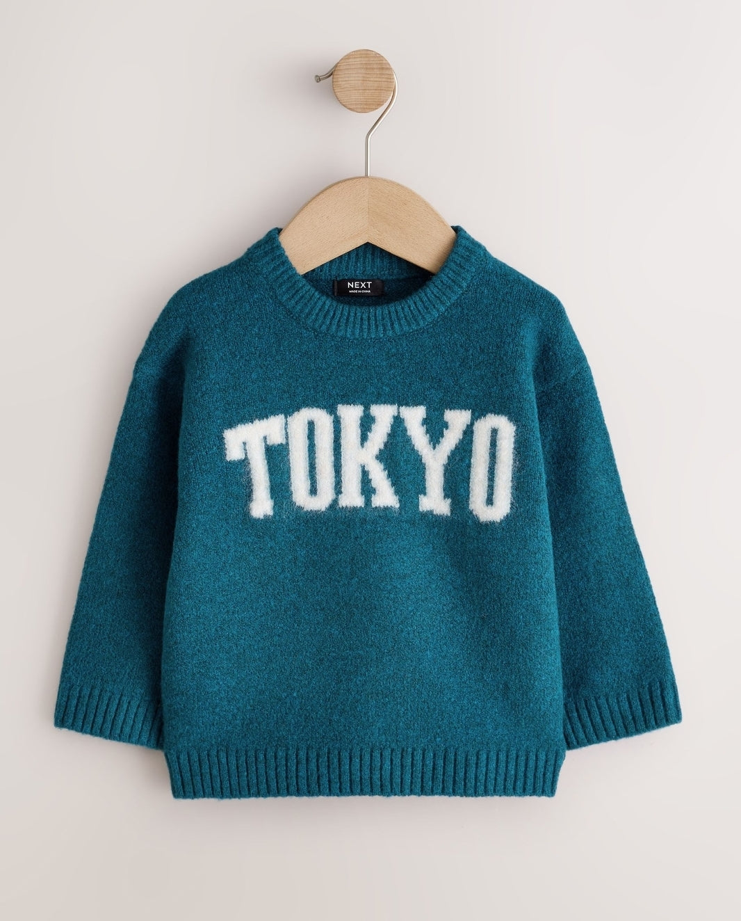 Teal Blue Tokyo Knitted Crew Neck Jumper