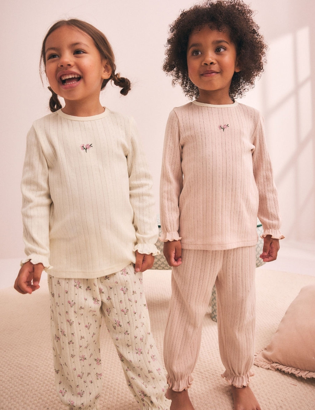 Pink Pointelle Jogger Pyjamas 2 Pack