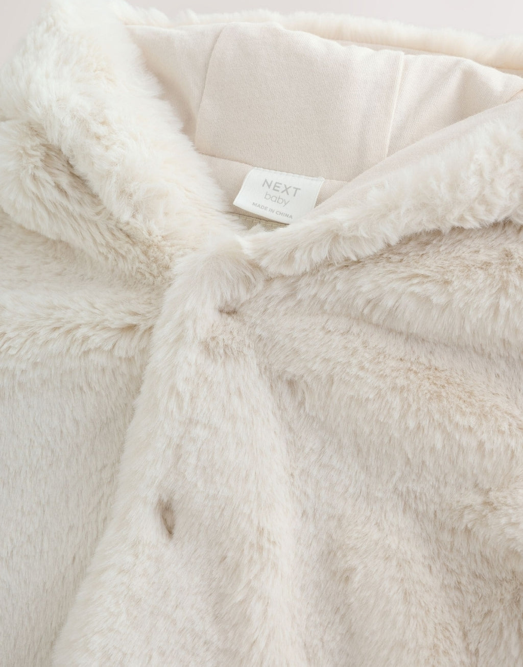 Ecru Faux Fur Hooded Baby Jacket
