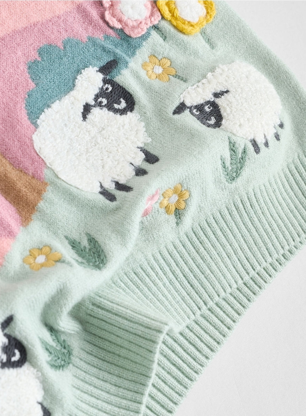 Pink Sheep Scene Baby Knitted Jumper and Leggings Set 2 Piece