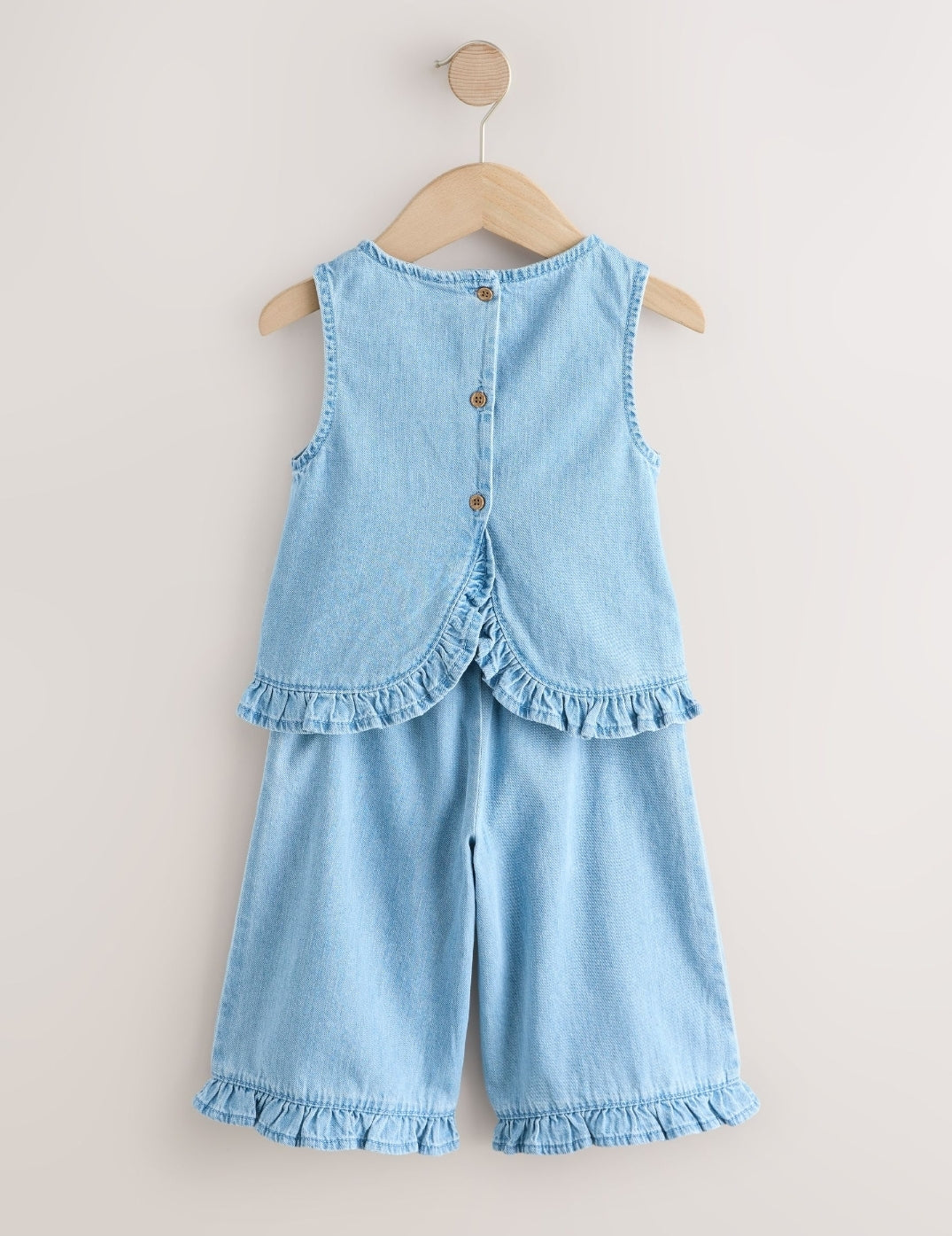 Fruit Embroidered Denim Top & Trousers Set