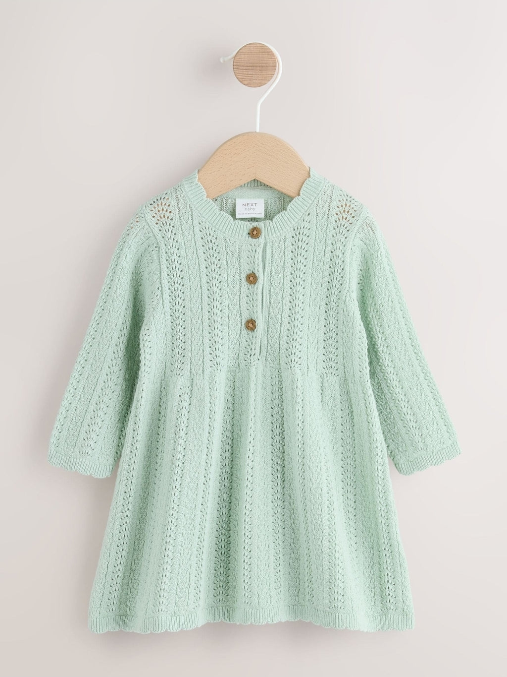 Sage Green Knitted Baby Dress