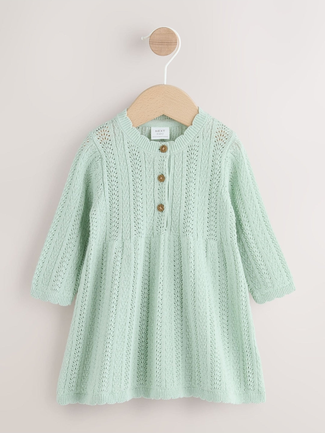 Sage Green Knitted Baby Dress
