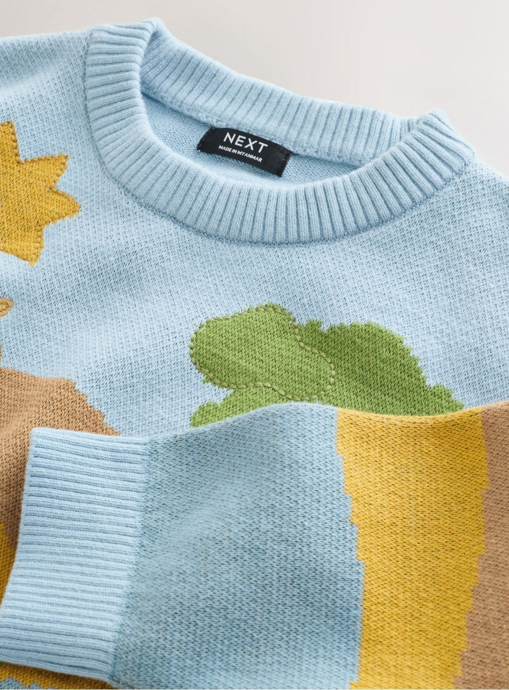 Blue/Orange Safari Character Knitted Crew Neck Jumper