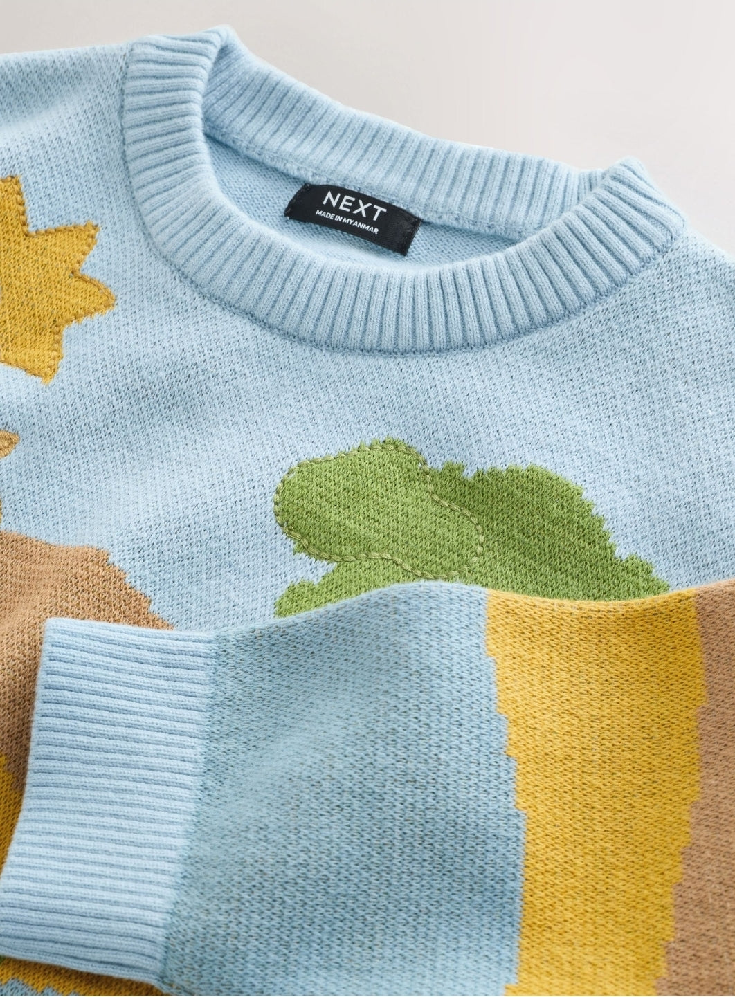 Blue/Orange Safari Character Knitted Crew Neck Jumper