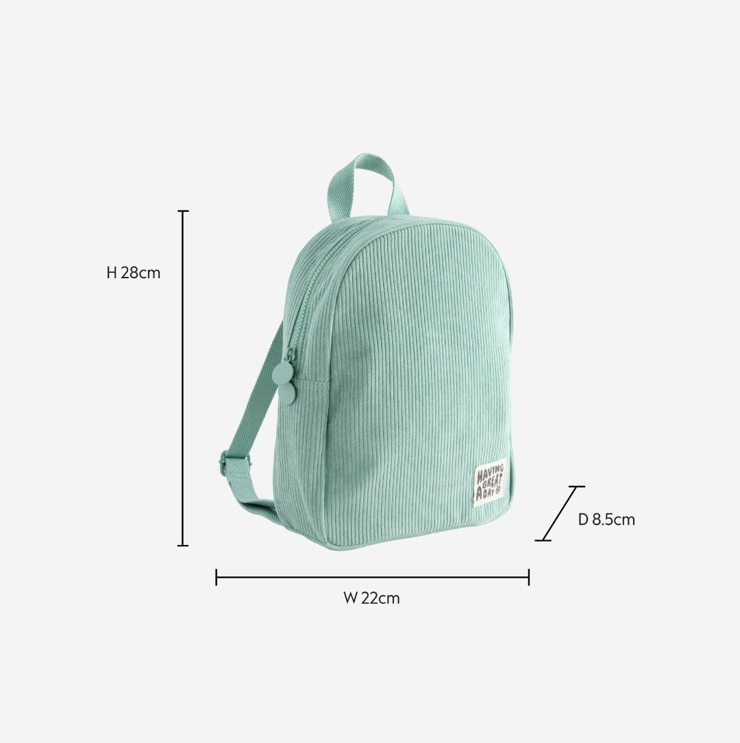 Sage Green Cord Corduroy Backpack 14 inches