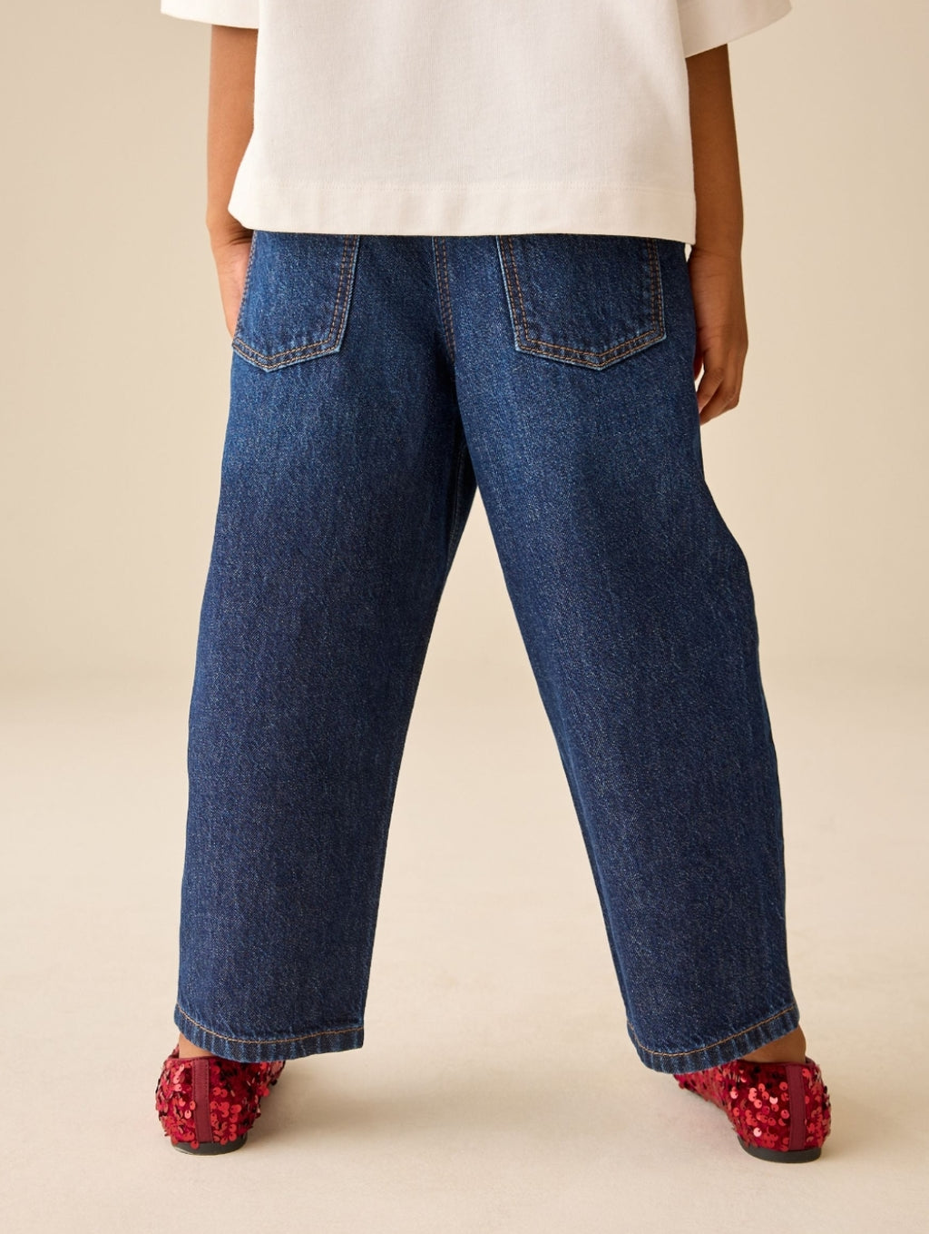 Dark Wash Diamante Cherries Barrel Jeans