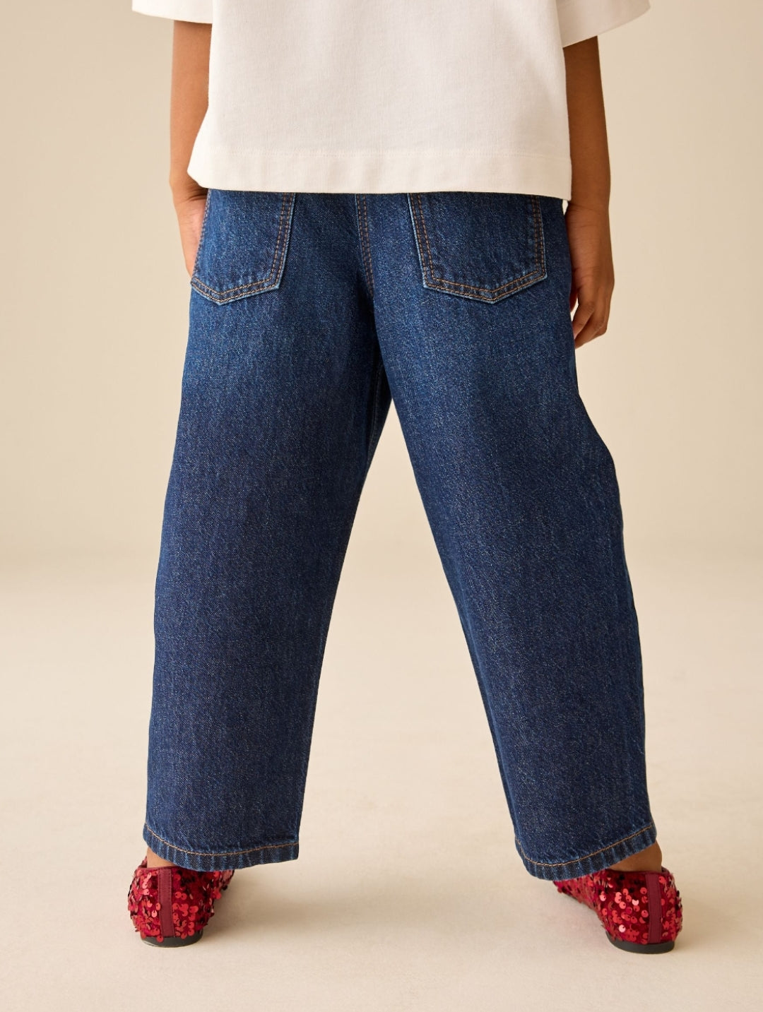 Dark Wash Diamante Cherries Barrel Jeans