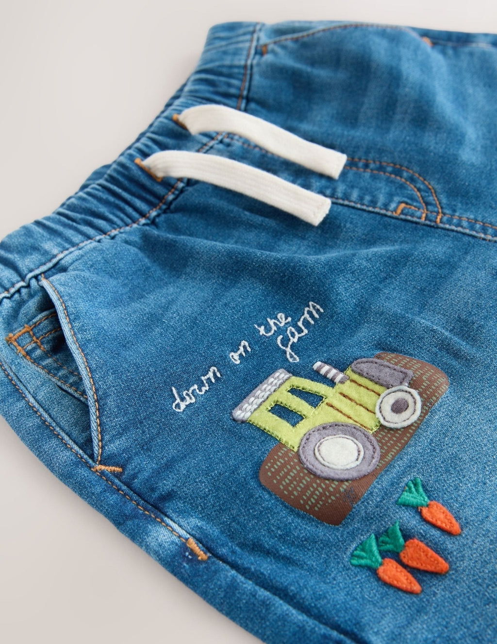 Mid Blue Farm Character Loose Fit Jeans