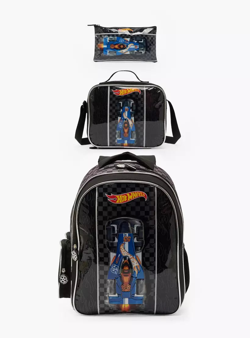 Hot Wheels 3-Piece School Backpack Set 16 inches
