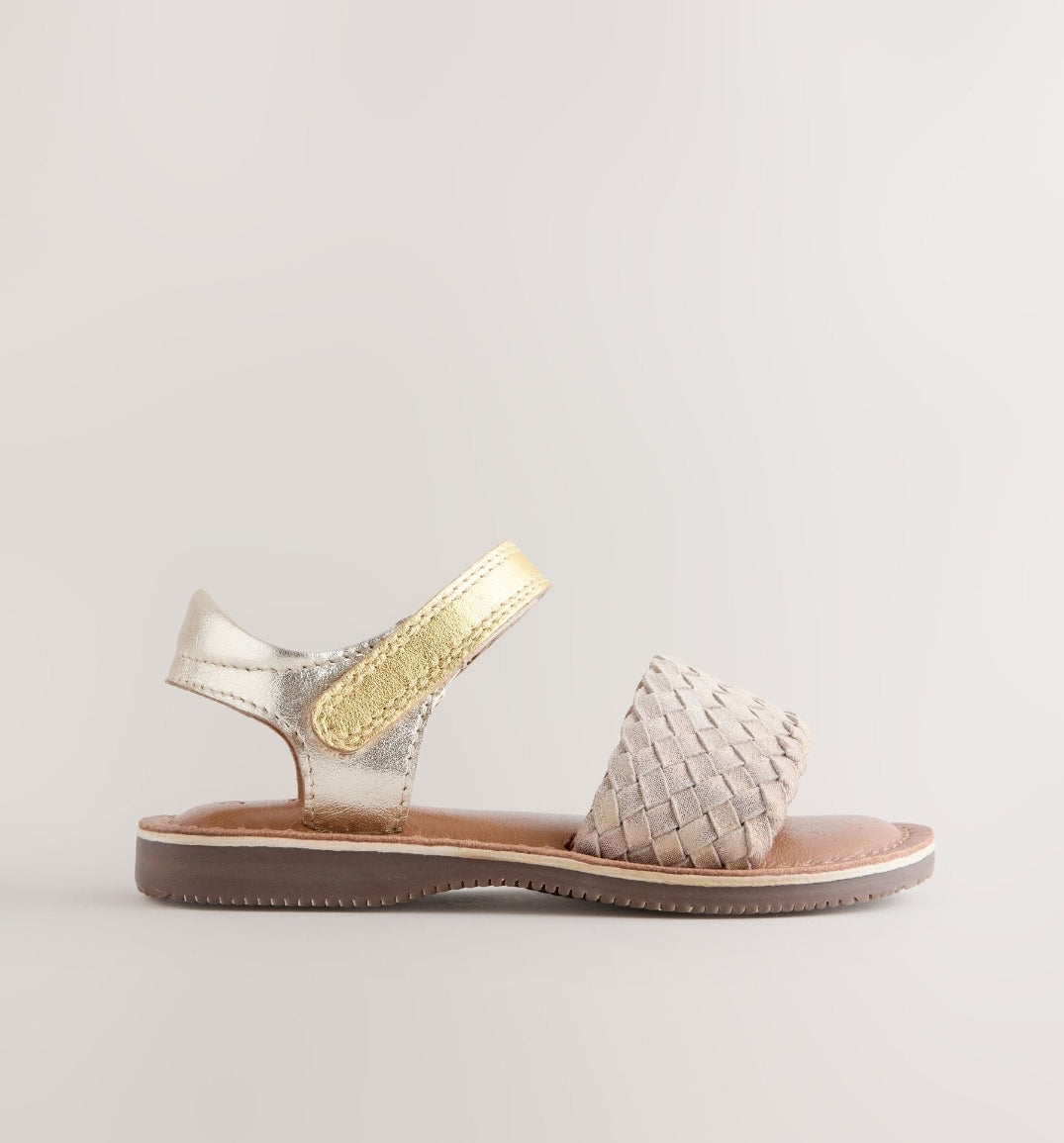 Gold Wide Fit (G) Leather Twist
Sandals with Touch Fastening