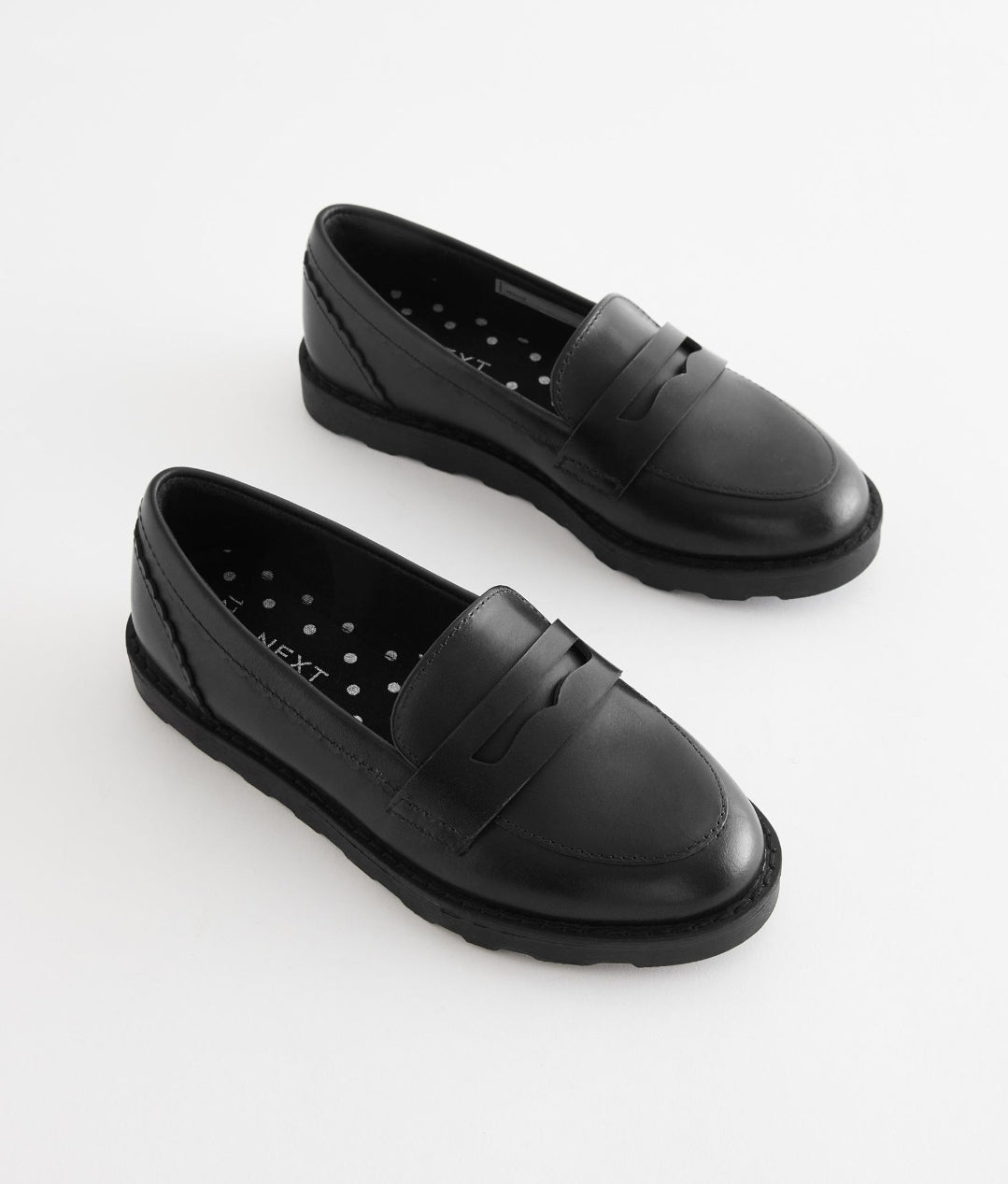 Black Matt School Leather Loafers
