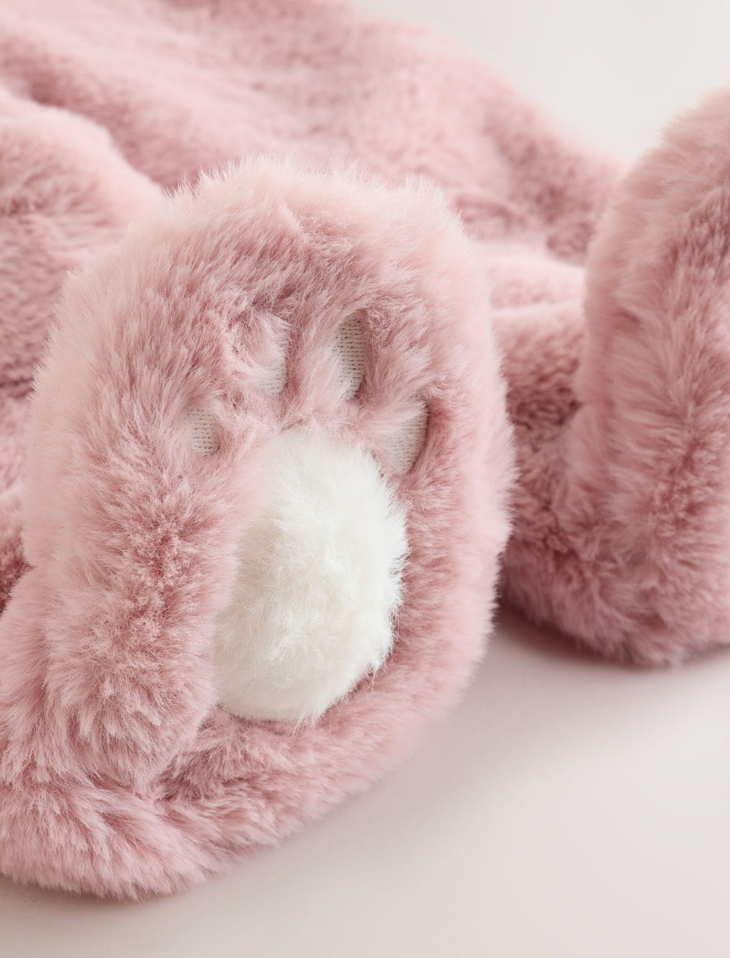 Pink Embroidered Bunny Faux Fur Hooded Baby