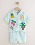 Blue Crochet Embroidered Knitted
Shorts Set