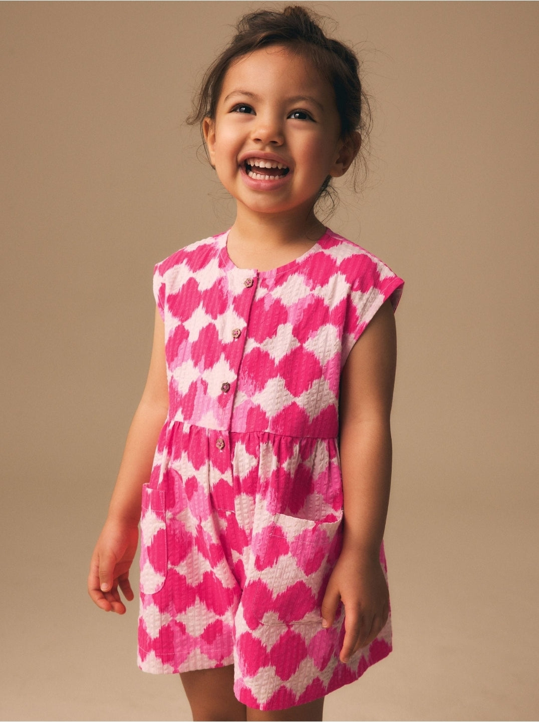 Neon Pink Soft Checkerboard Print
Sleeveless Playsuit