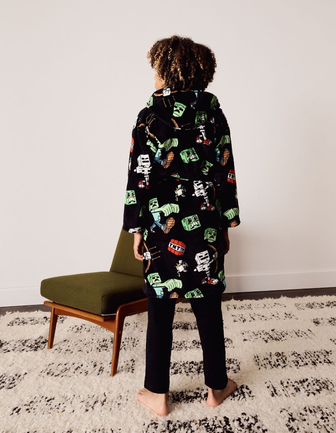 Black Minecraft Fleece Robe