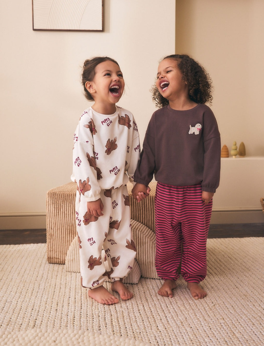 Brown/Cream Jogger Pyjamas 2 Pack