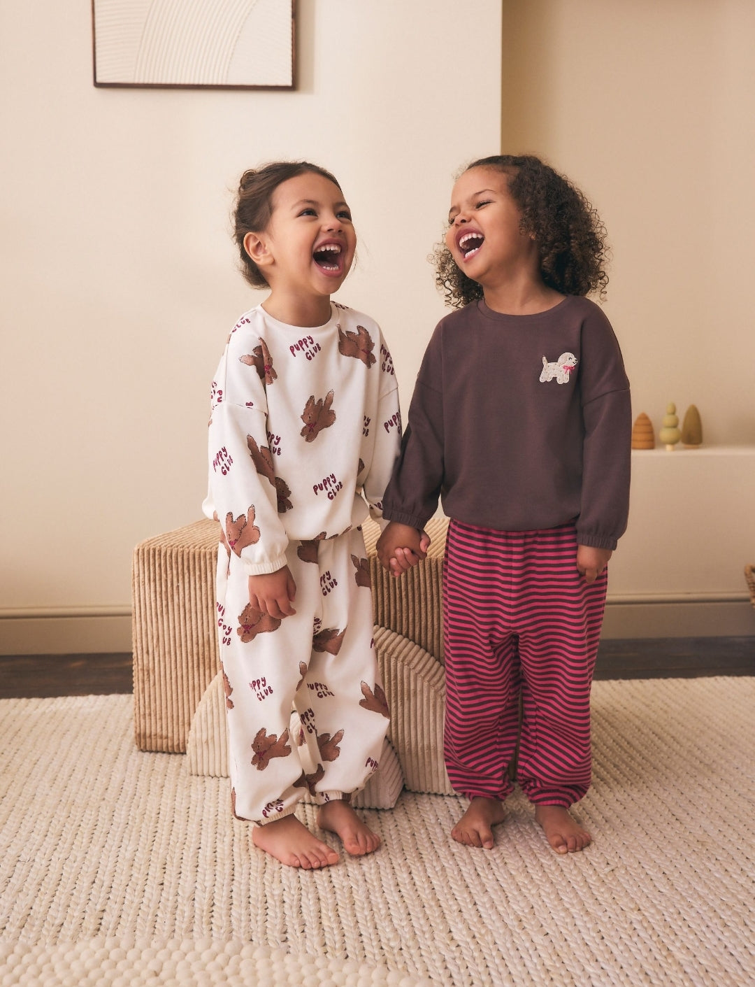 Brown/Cream Jogger Pyjamas 2 Pack