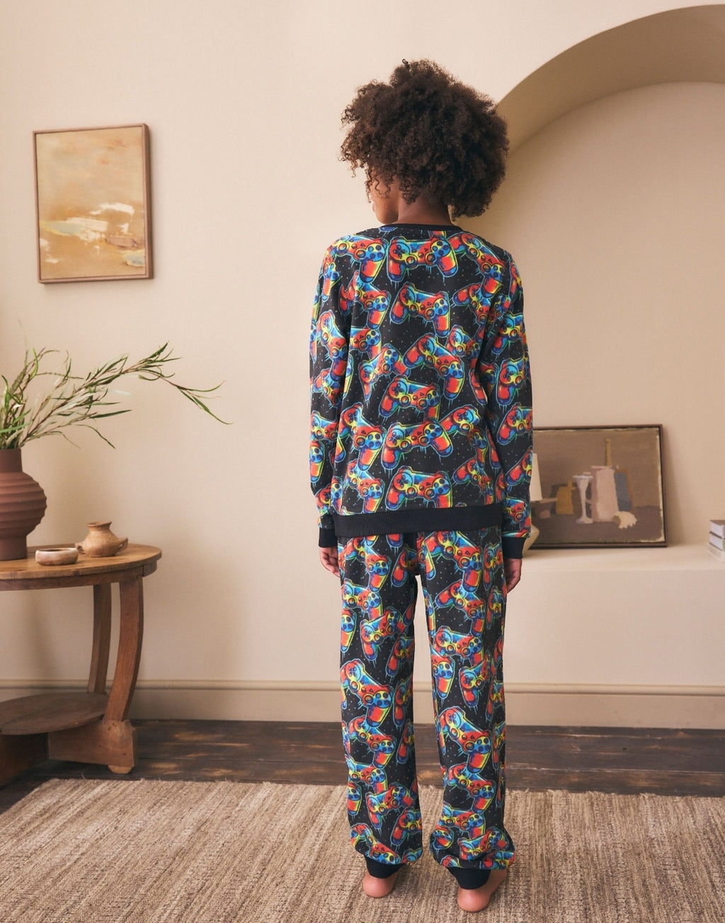 Multi Bright Gamer Printed Cosy Fleece Pyjamas