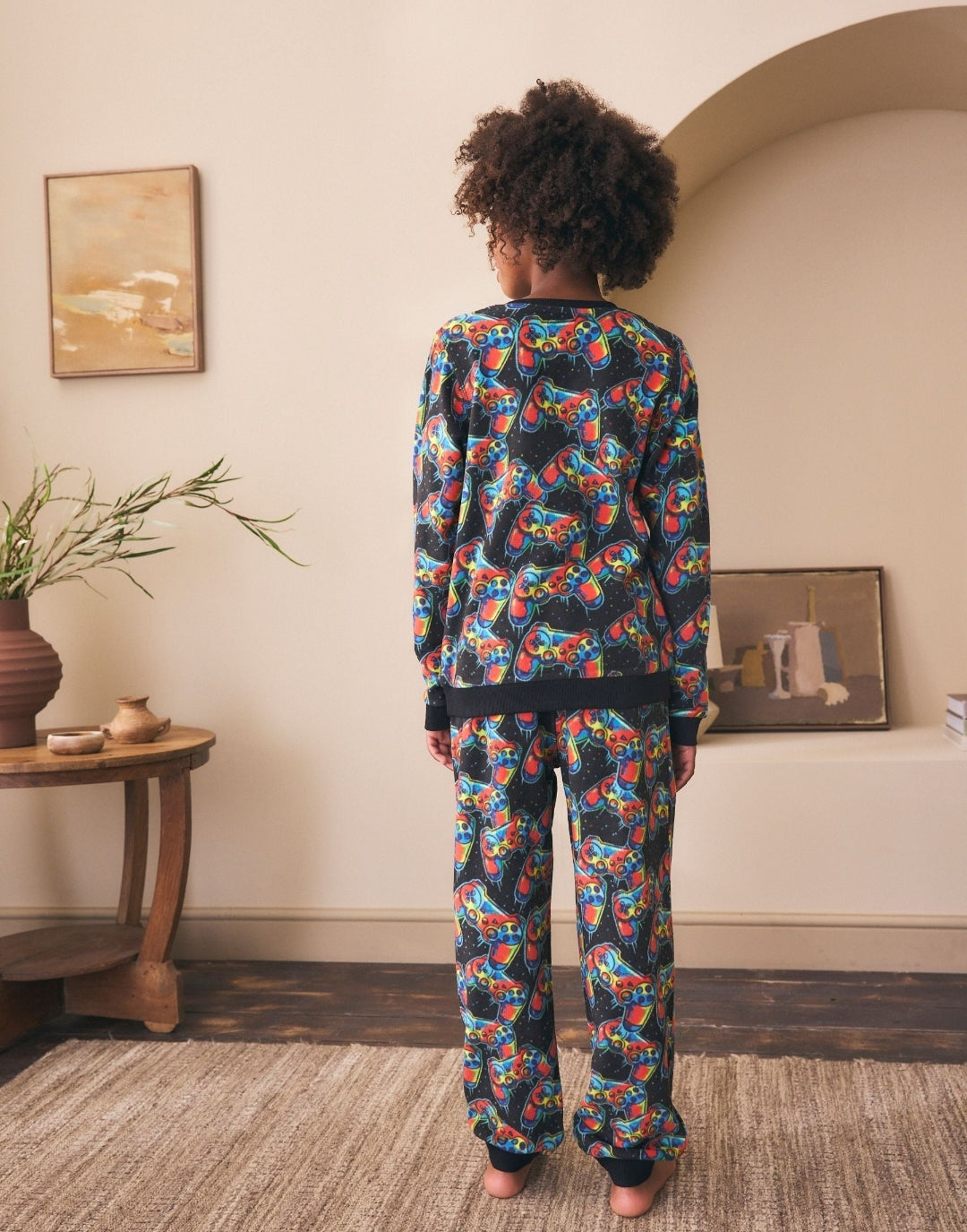 Multi Bright Gamer Printed Cosy Fleece Pyjamas
