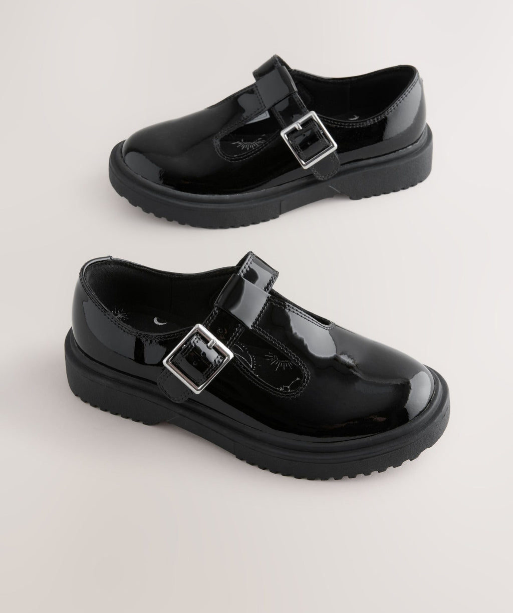Black Chunky T-Bar School Shoes
