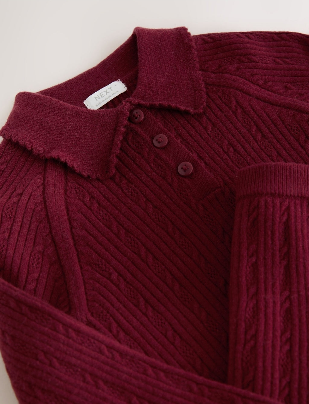 Berry Red Collared Jumper And Skirt Set