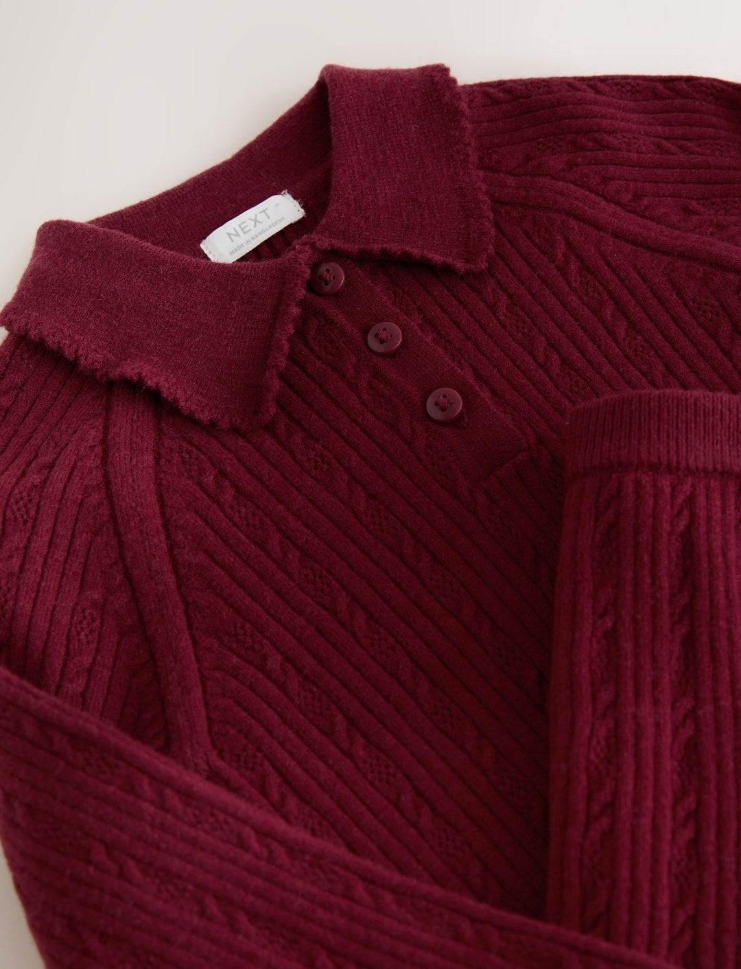 Berry Red Collared Jumper And Skirt Set