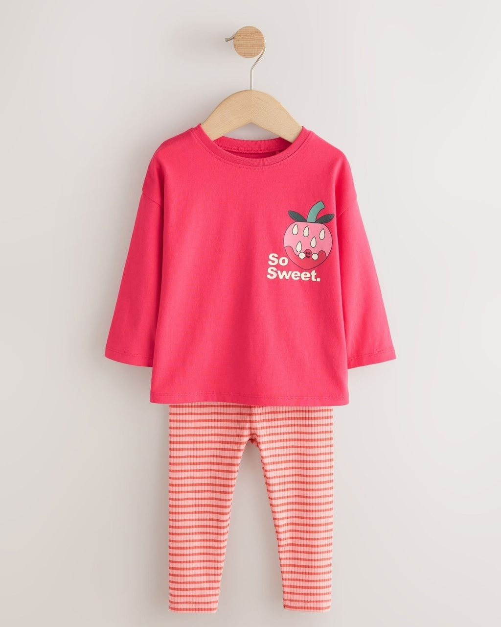 Bright Pink Long Sleeve Top and Leggings Set