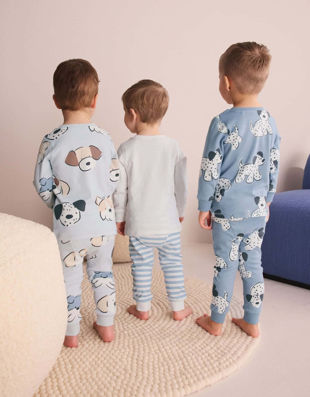 Blue/EcruDog Snuggle Pyjamas 3 Pack