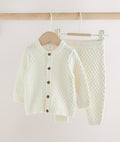 White Knitted Cardigan and Leggings Baby Set