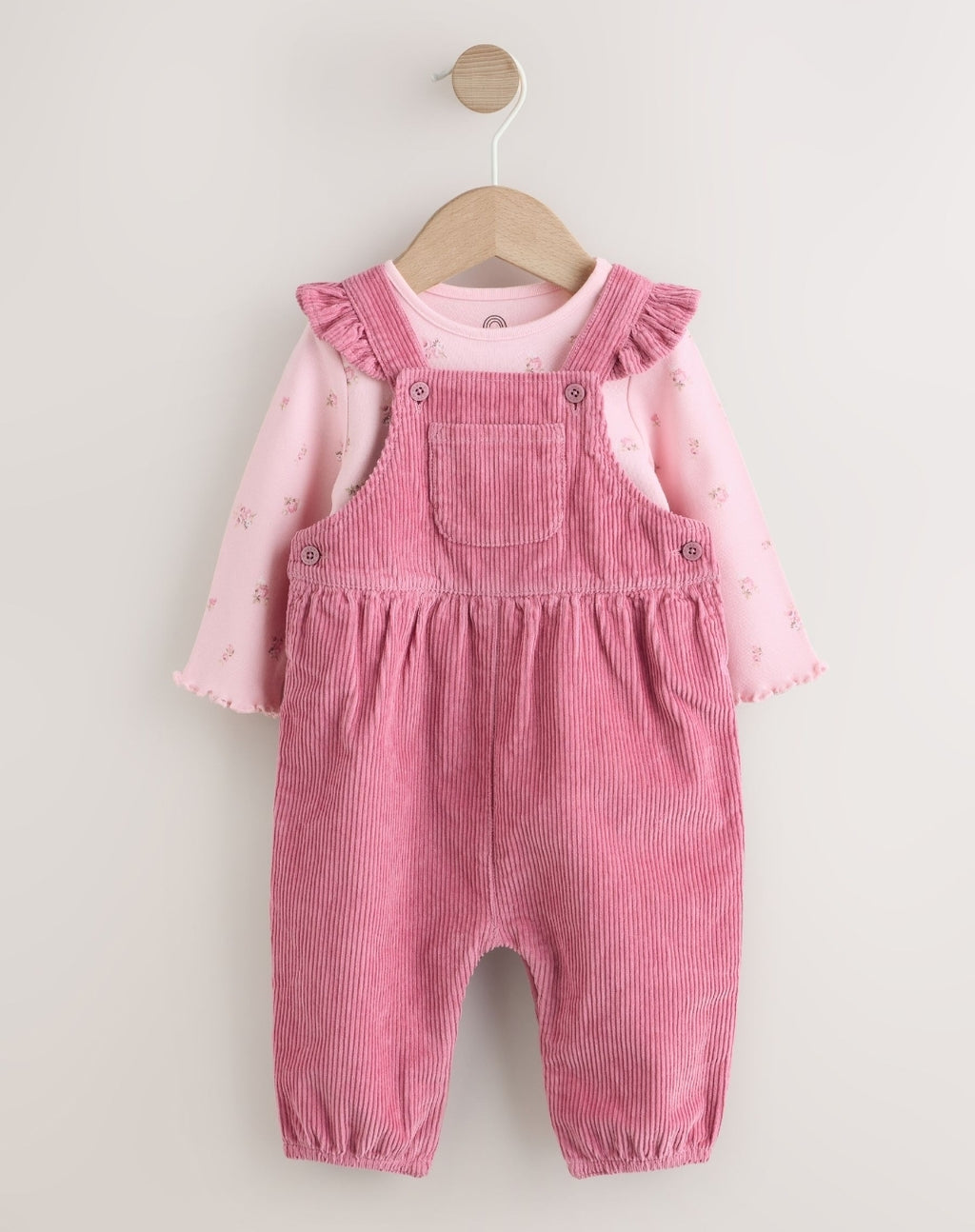 Pink Cord Dungarees and Bodysuit Baby Set 2 Piece