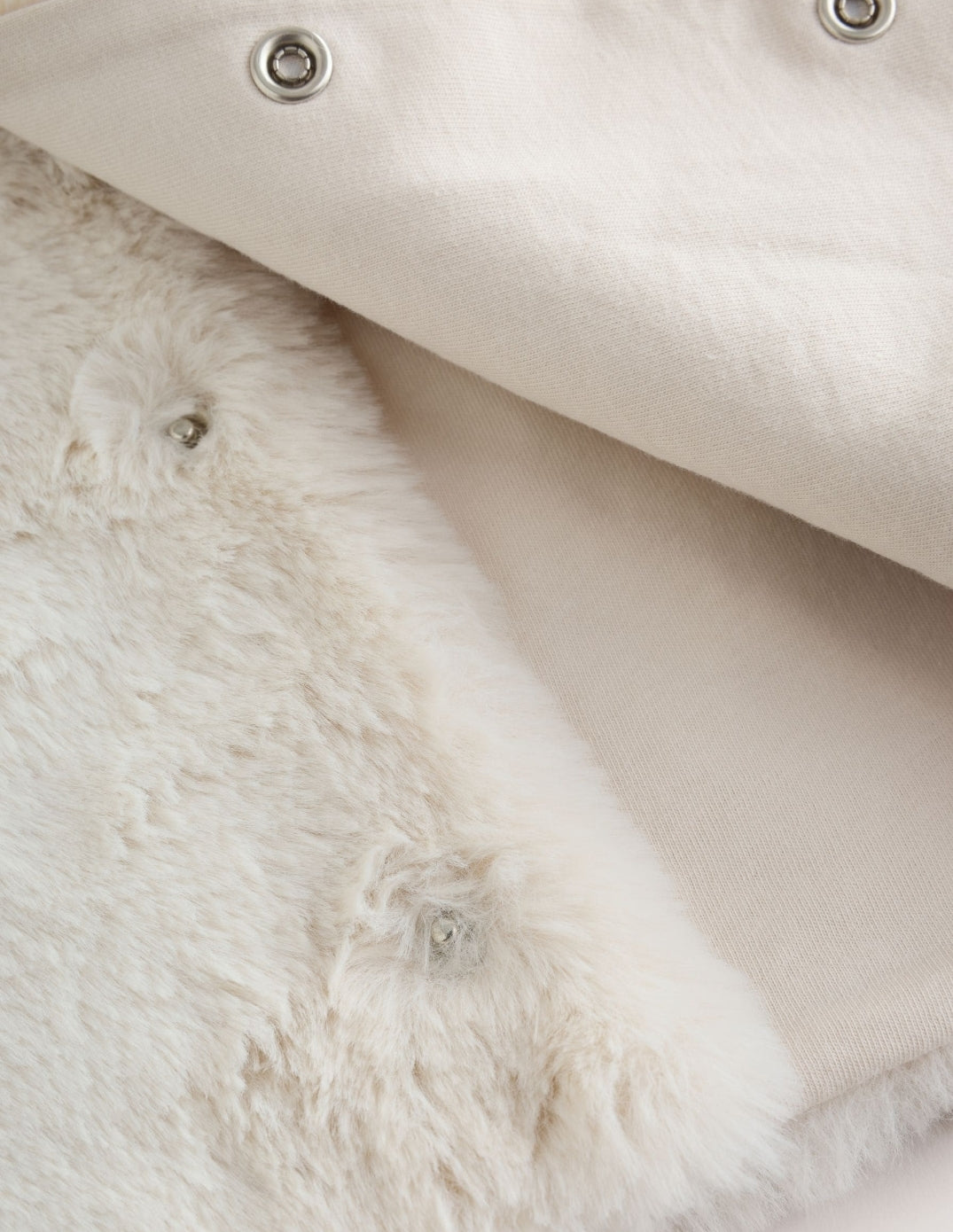Ecru Faux Fur Hooded Baby Jacket