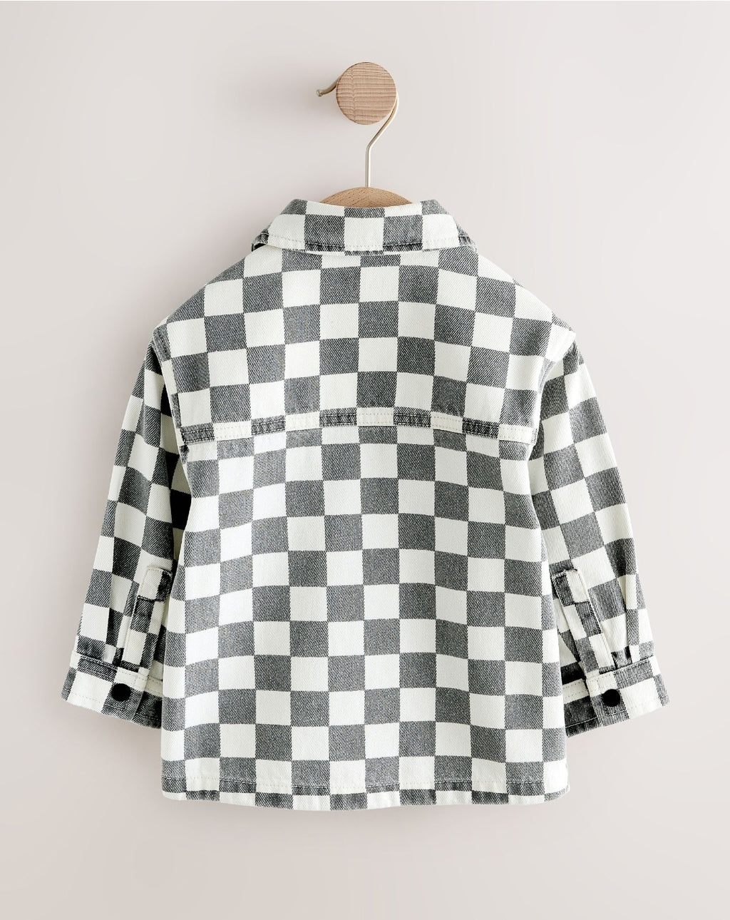 Grey/White Checkerboard Long Sleeve Zip Through Overshirt