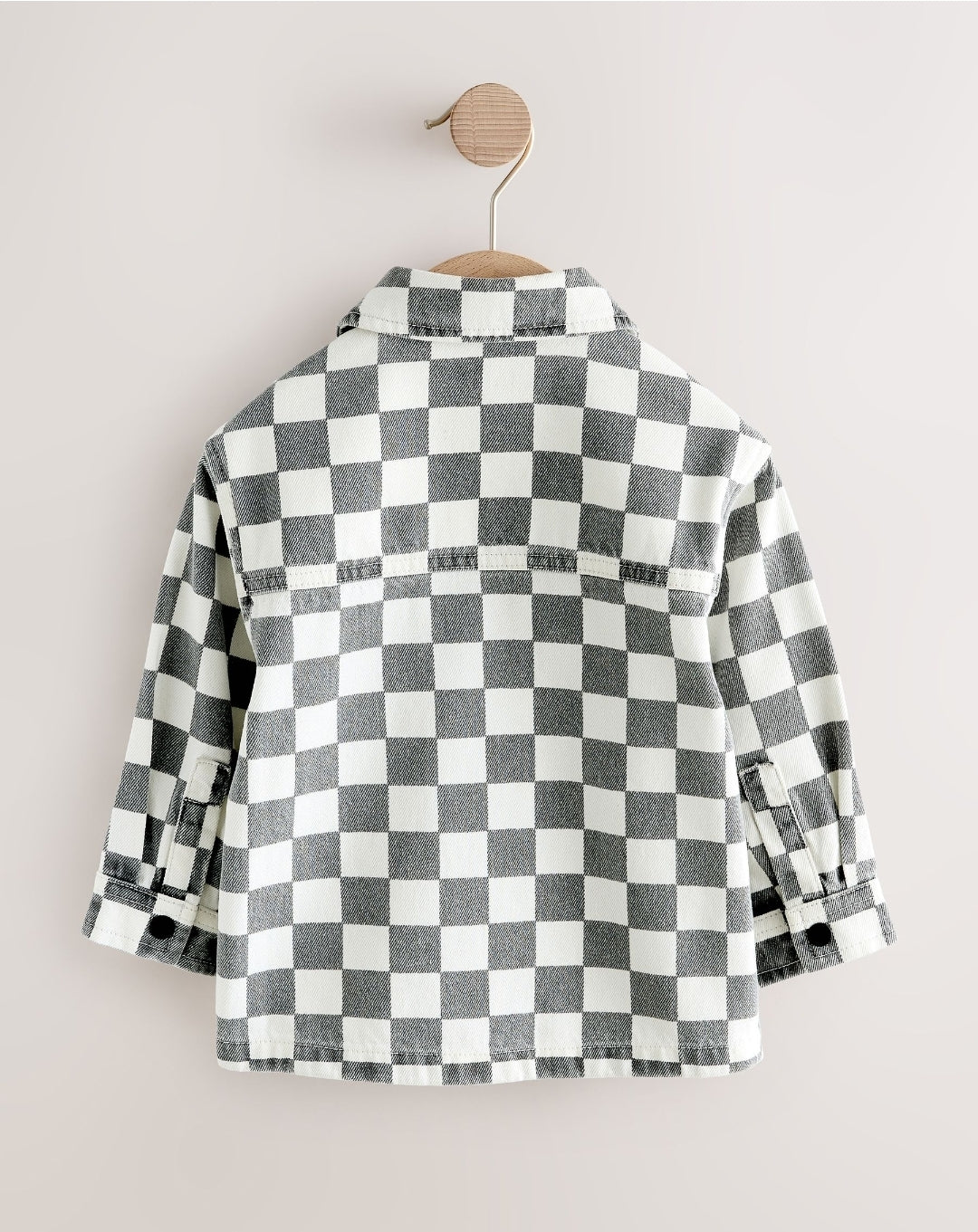 Grey/White Checkerboard Long Sleeve Zip Through Overshirt
