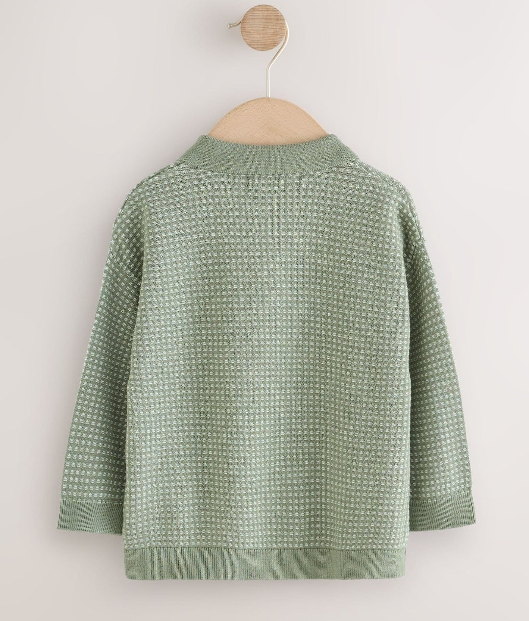 Green Textured Knitted Popper
Neck Polo Shirt