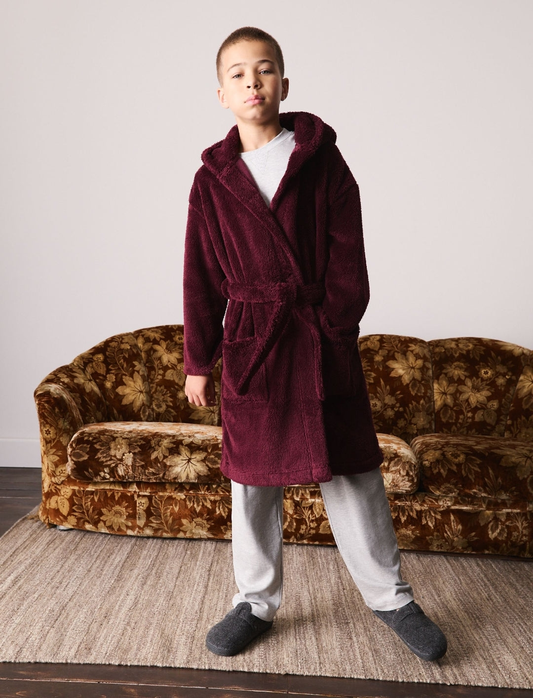 Burgundy Red Fleece Robe
