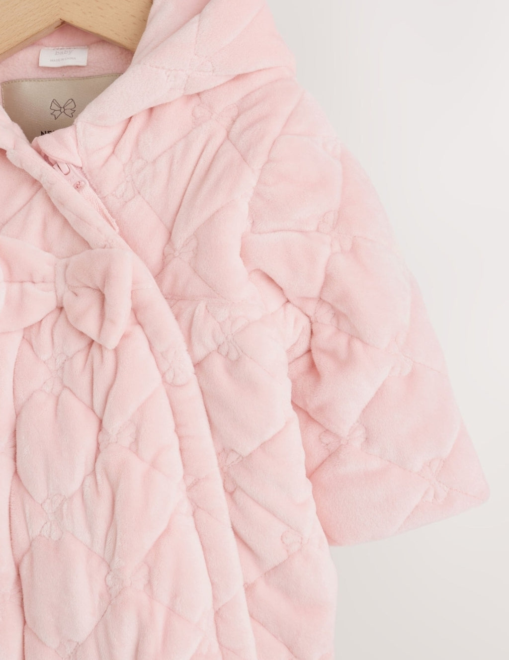 Pink Velour Zip Through Quilted
Baby All-In-One