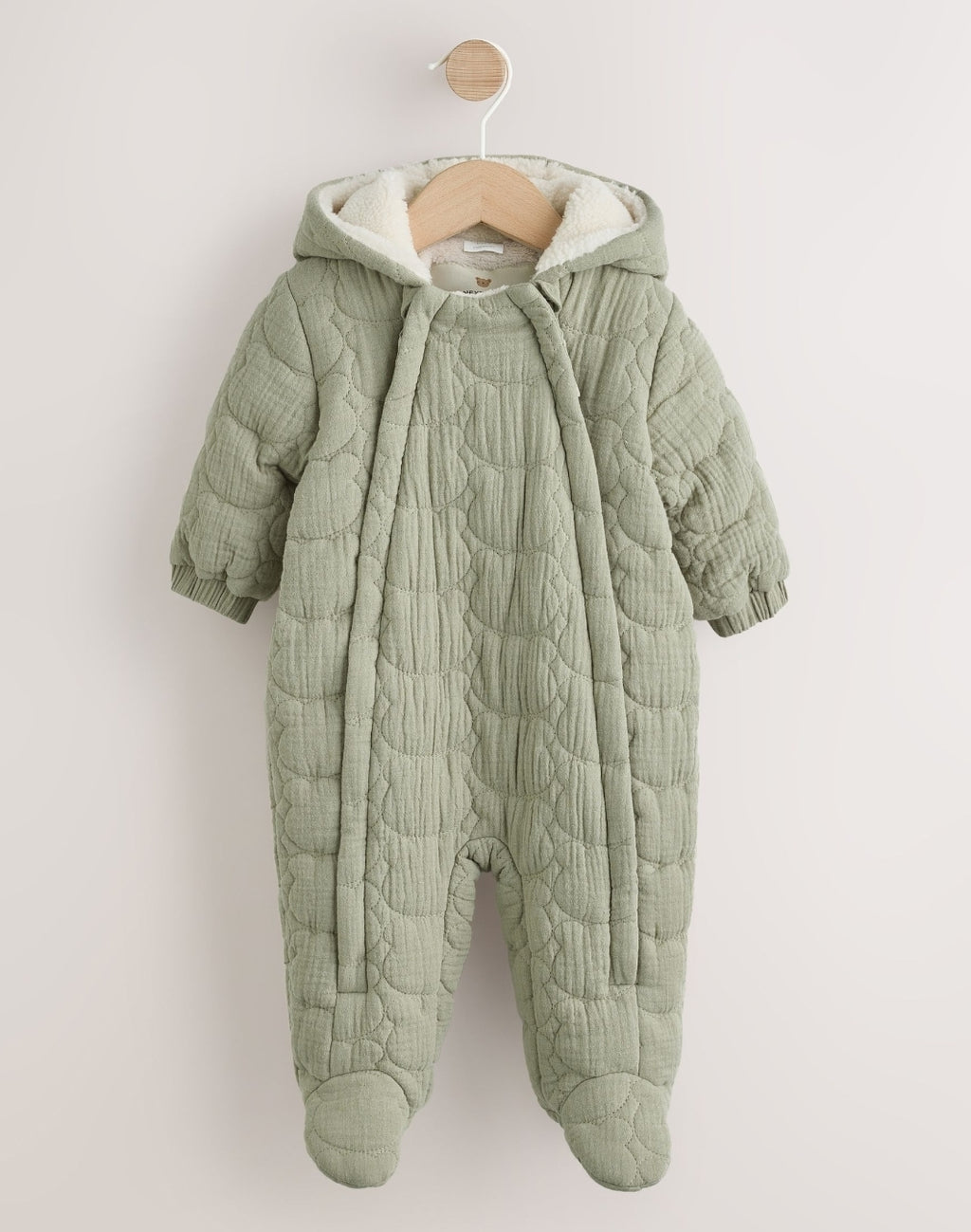 Green Crinkle Bear Face Quilted
Baby Pramsuit