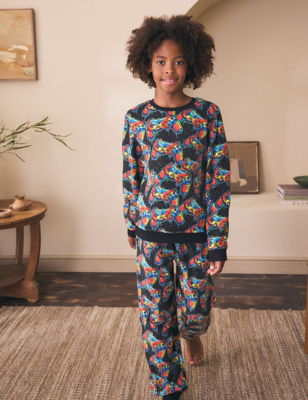 Multi Bright Gamer Printed Cosy Fleece Pyjamas
