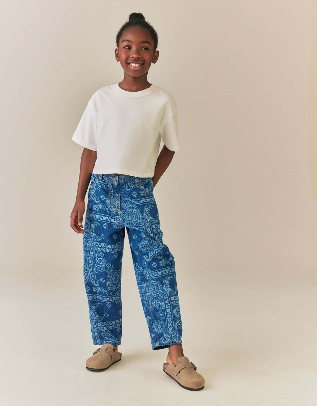 Blue Denim Lazer Printed Barrel Jeans