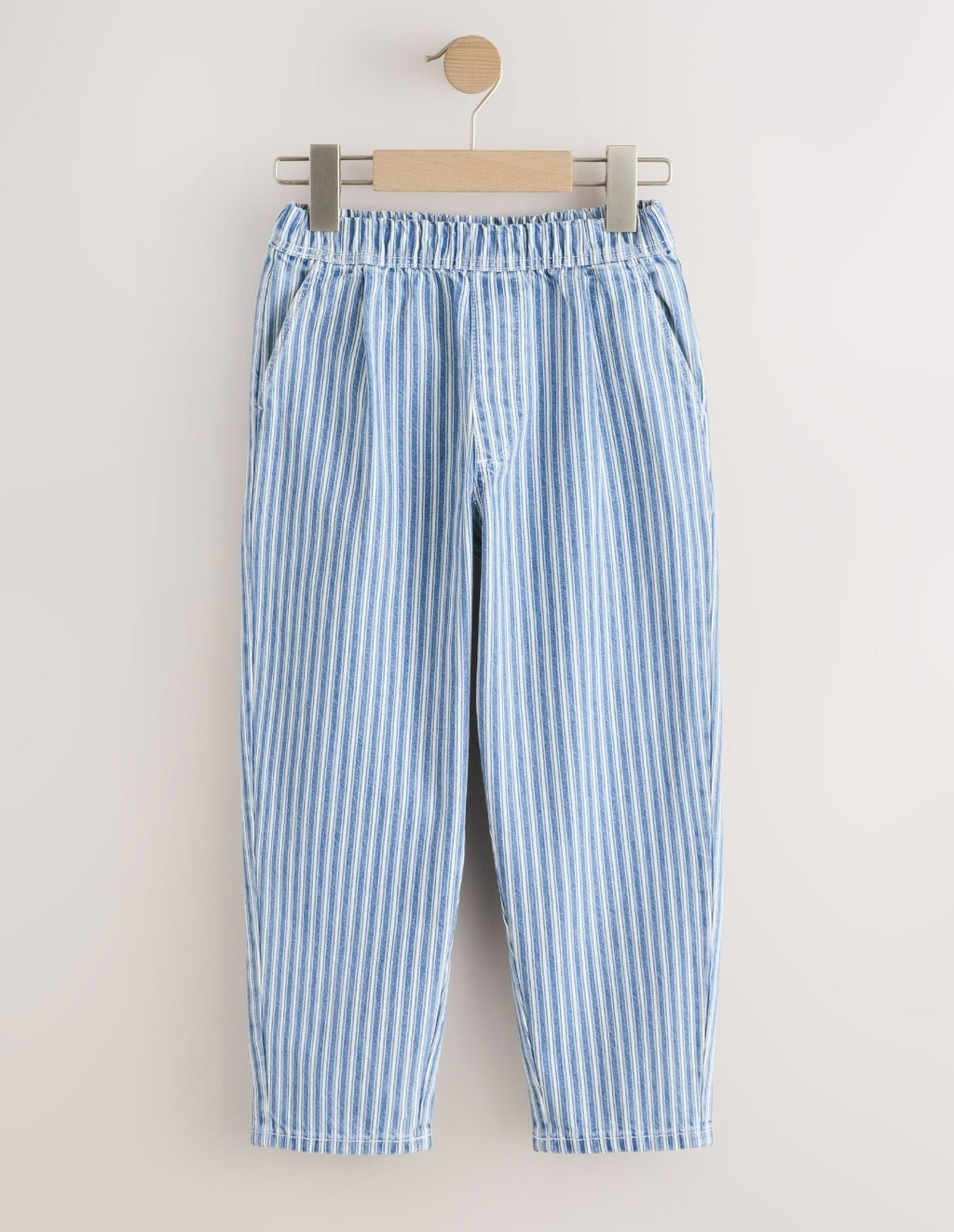 Blue/White Stripe Barrel Jeans