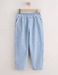 Blue/White Stripe Barrel Jeans