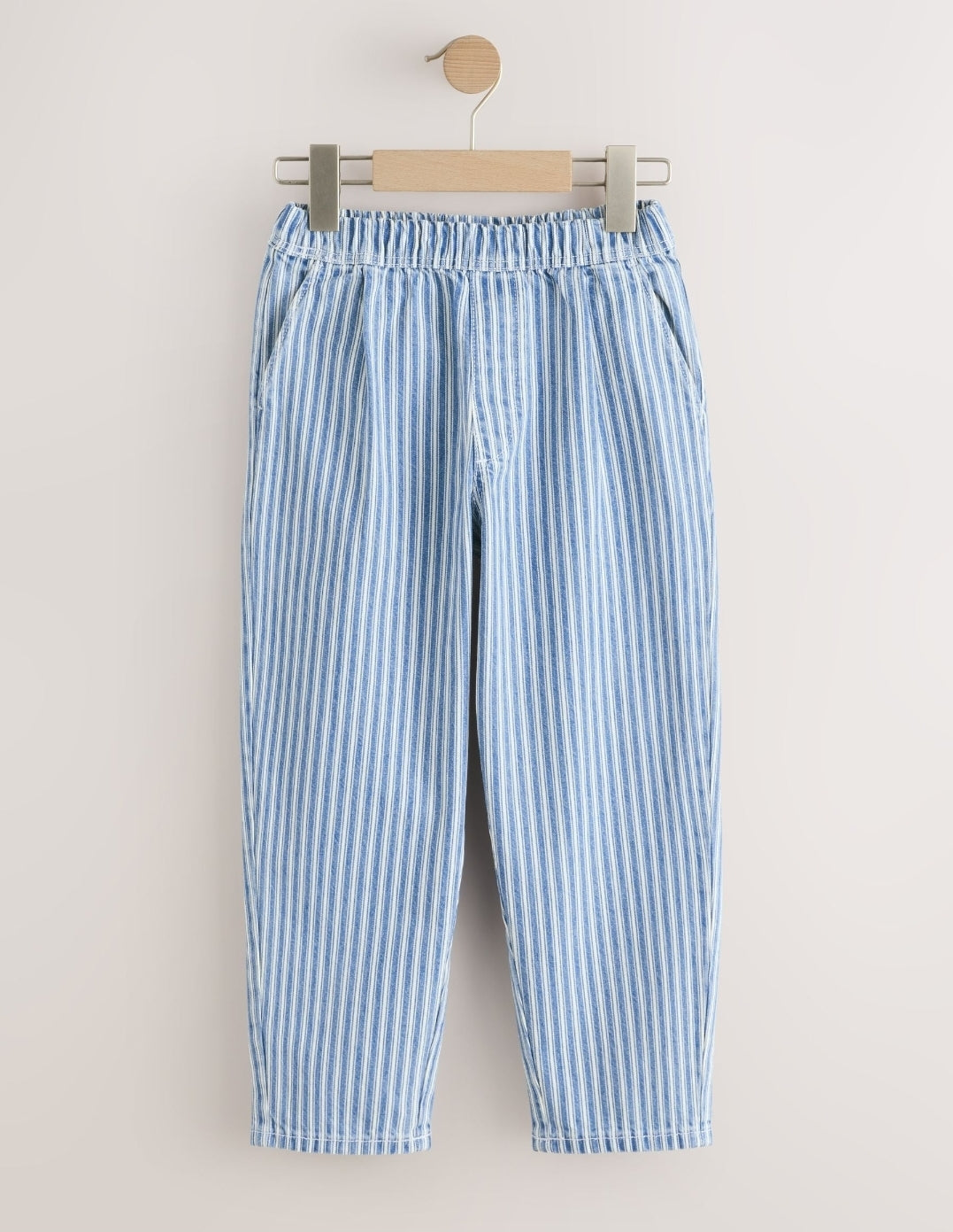 Blue/White Stripe Barrel Jeans