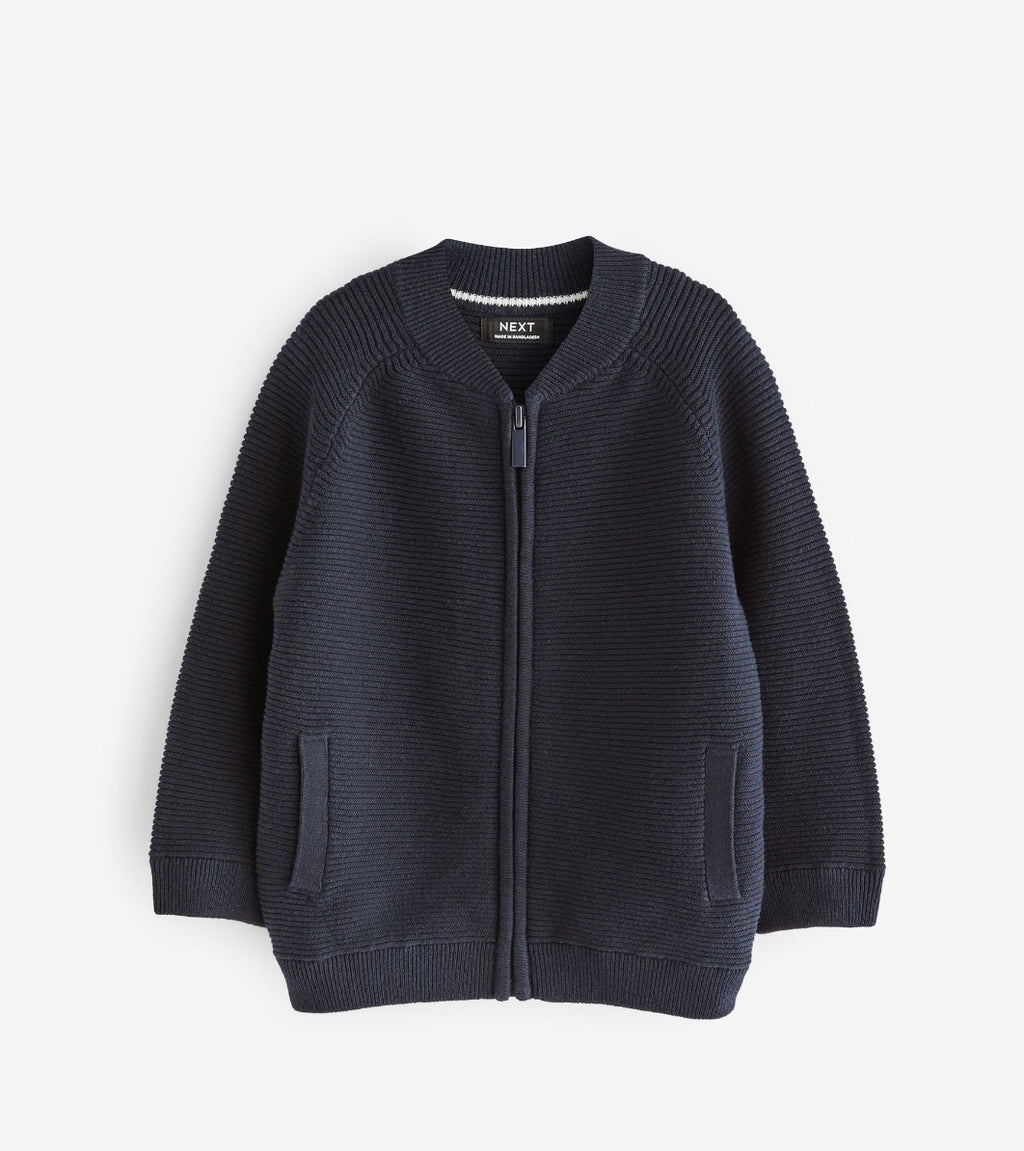 Navy Zip Up Cardigan