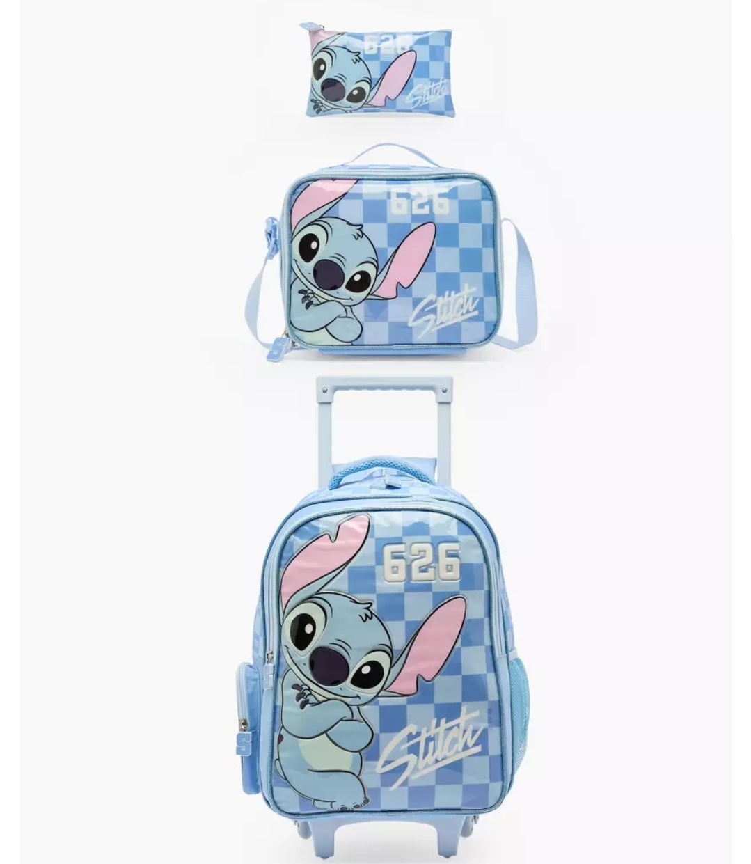 Disney Stitch Print 3-Piece School Trolley Bag Set 16 inches